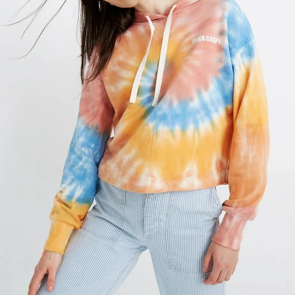 Madewell Tie-Dye Hoodie in Orange and White - Picture 2 of 6